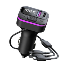 Load image into Gallery viewer, Car Bluetooth 5.0 FM Transmitter Wireless Audio Receiver Car MP3 Player 66W PD Fast Charger Ambient Light Muti-point Charger
