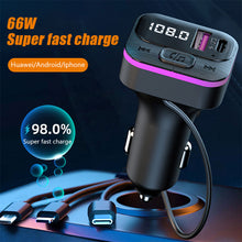 Load image into Gallery viewer, Car Bluetooth 5.0 FM Transmitter Wireless Audio Receiver Car MP3 Player 66W PD Fast Charger Ambient Light Muti-point Charger

