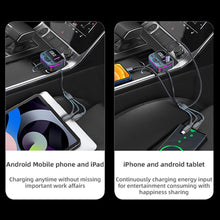 Load image into Gallery viewer, Car Bluetooth 5.0 FM Transmitter Wireless Audio Receiver Car MP3 Player 66W PD Fast Charger Ambient Light Muti-point Charger
