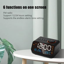 Load image into Gallery viewer, Mordern FM Radio LED Alarm Clock for Bedside Wake Up. Digital Table Calendar with Temperature Thermometer Humidity Hygrometer
