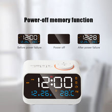 Load image into Gallery viewer, Mordern FM Radio LED Alarm Clock for Bedside Wake Up. Digital Table Calendar with Temperature Thermometer Humidity Hygrometer
