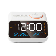 Load image into Gallery viewer, Mordern FM Radio LED Alarm Clock for Bedside Wake Up. Digital Table Calendar with Temperature Thermometer Humidity Hygrometer
