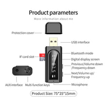 Load image into Gallery viewer, USB Bluetooth-Compatible 5.0 Transmitter Receiver LED Display MP3 Player Aux Car FM TV PC TF Audio Stereo Adapter Home Speaker
