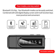 Load image into Gallery viewer, USB Bluetooth-Compatible 5.0 Transmitter Receiver LED Display MP3 Player Aux Car FM TV PC TF Audio Stereo Adapter Home Speaker

