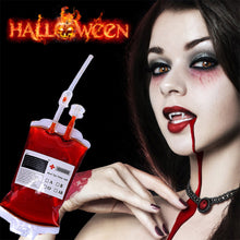 Load image into Gallery viewer, 350ml Halloween Cosplay Party Drink Container Drinking Bag Fruit Juice Blood Drinking Pack Beverage Bag Vampire Blood Pouch Prop
