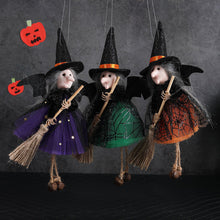 Load image into Gallery viewer, Halloween Hanging Witch Decoration Flying Witches Horror Witch Figurine Halloween Haunted House Hanging Props Party Decor
