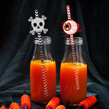 Load image into Gallery viewer, 24Pcs/pack Halloween Straws Skeletons Pumpkins Straw Halloween Party Decoration Festival Supplies For Bar Bar Restaurant
