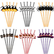 Load image into Gallery viewer, 24Pcs/pack Halloween Straws Skeletons Pumpkins Straw Halloween Party Decoration Festival Supplies For Bar Bar Restaurant
