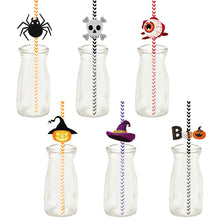 Load image into Gallery viewer, 24Pcs/pack Halloween Straws Skeletons Pumpkins Straw Halloween Party Decoration Festival Supplies For Bar Bar Restaurant
