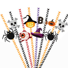 Load image into Gallery viewer, 24Pcs/pack Halloween Straws Skeletons Pumpkins Straw Halloween Party Decoration Festival Supplies For Bar Bar Restaurant
