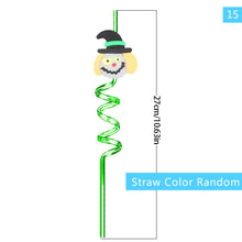 Load image into Gallery viewer, 1Pc Halloween Reusable Plastic Spiral Drinking Straws Funny Bat Pumpkin Ghost Witch Vampire Party Decoration Supplies
