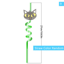 Load image into Gallery viewer, 1Pc Halloween Reusable Plastic Spiral Drinking Straws Funny Bat Pumpkin Ghost Witch Vampire Party Decoration Supplies
