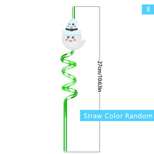 Load image into Gallery viewer, 1Pc Halloween Reusable Plastic Spiral Drinking Straws Funny Bat Pumpkin Ghost Witch Vampire Party Decoration Supplies

