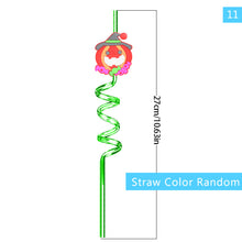 Load image into Gallery viewer, 1Pc Halloween Reusable Plastic Spiral Drinking Straws Funny Bat Pumpkin Ghost Witch Vampire Party Decoration Supplies
