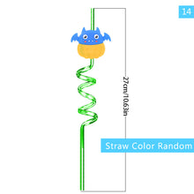 Load image into Gallery viewer, 1Pc Halloween Reusable Plastic Spiral Drinking Straws Funny Bat Pumpkin Ghost Witch Vampire Party Decoration Supplies
