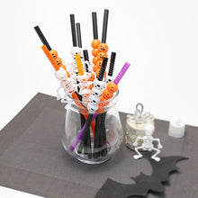 Load image into Gallery viewer, 5Pcs Halloween Reusable Plastic Drinking Straws Funny Bat Pumpkin Ghost Witch Vampire Party Decoration Supplies
