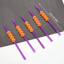 Load image into Gallery viewer, 5Pcs Halloween Reusable Plastic Drinking Straws Funny Bat Pumpkin Ghost Witch Vampire Party Decoration Supplies
