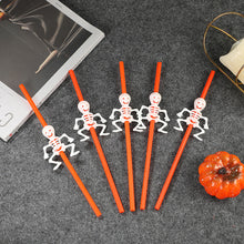 Load image into Gallery viewer, 5Pcs Halloween Reusable Plastic Drinking Straws Funny Bat Pumpkin Ghost Witch Vampire Party Decoration Supplies
