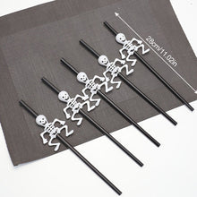 Load image into Gallery viewer, 5Pcs Halloween Reusable Plastic Drinking Straws Funny Bat Pumpkin Ghost Witch Vampire Party Decoration Supplies
