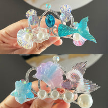 Load image into Gallery viewer, Ice and Snow Princess Mermaid Princess Hairpin Blue Elegant Children's Hairpin Children Organize Bangs Hair Clips
