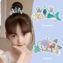 Load image into Gallery viewer, Ice and Snow Princess Mermaid Princess Hairpin Blue Elegant Children's Hairpin Children Organize Bangs Hair Clips
