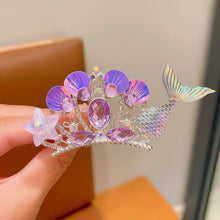 Load image into Gallery viewer, Water Diamond Mermaid Princess Hairpin Colorful Elegant Star Shell Children's Hairpin Organize Bangs Hair Clips
