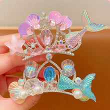 Load image into Gallery viewer, Water Diamond Mermaid Princess Hairpin Colorful Elegant Star Shell Children's Hairpin Organize Bangs Hair Clips
