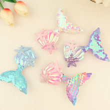 Load image into Gallery viewer, Fashion Sequin Fish Tail Hair Clip Hairpin for Girls with Sparkling Shells and Bangs Ocean Starfish Children's Creative Hair Clip
