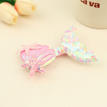 Load image into Gallery viewer, Fashion Sequin Fish Tail Hair Clip Hairpin for Girls with Sparkling Shells and Bangs Ocean Starfish Children's Creative Hair Clip
