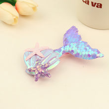 Load image into Gallery viewer, Fashion Sequin Fish Tail Hair Clip Hairpin for Girls with Sparkling Shells and Bangs Ocean Starfish Children's Creative Hair Clip

