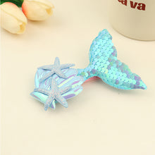 Load image into Gallery viewer, Fashion Sequin Fish Tail Hair Clip Hairpin for Girls with Sparkling Shells and Bangs Ocean Starfish Children's Creative Hair Clip
