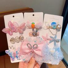 Load image into Gallery viewer, 3pcs Sequin Fish Tail Starfish Mermaid Princess Hair Clip Creative Shell Bow Bangs Hairpin Children's Girls Hair Accessories
