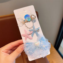 Load image into Gallery viewer, 3pcs Sequin Fish Tail Starfish Mermaid Princess Hair Clip Creative Shell Bow Bangs Hairpin Children's Girls Hair Accessories
