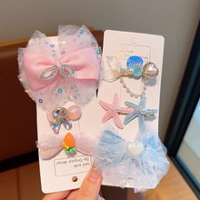 Load image into Gallery viewer, 3pcs Sequin Fish Tail Starfish Mermaid Princess Hair Clip Creative Shell Bow Bangs Hairpin Children's Girls Hair Accessories
