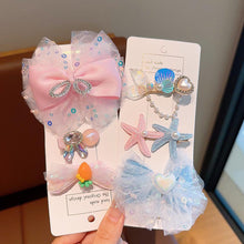 Load image into Gallery viewer, 3pcs Sequin Fish Tail Starfish Mermaid Princess Hair Clip Creative Shell Bow Bangs Hairpin Children's Girls Hair Accessories
