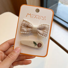 Load image into Gallery viewer, Lace Bow Tie Clip Children's Pearl Embroidery Flower Hair Clip Baby Retro Hair Clip Child Kids Hair Clips Headwear
