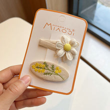 Load image into Gallery viewer, Lace Bow Tie Clip Children's Pearl Embroidery Flower Hair Clip Baby Retro Hair Clip Child Kids Hair Clips Headwear
