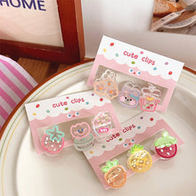 Load image into Gallery viewer, 3pcs Strawberry Bear Carrot Cute Hairpin Creative Girls Elegant Mini Fringe Hair Clips Children Women Bangs Hair Clips
