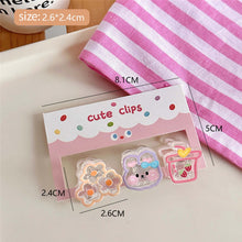 Load image into Gallery viewer, 3pcs Strawberry Bear Carrot Cute Hairpin Creative Girls Elegant Mini Fringe Hair Clips Children Women Bangs Hair Clips
