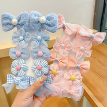 Load image into Gallery viewer, 10pcs/set Cute Flower Bowknot Hair Clips Fabric Mesh Multi-color Hairpin Children Bangs Hair Clips Headwear Hair Accessories
