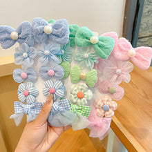 Load image into Gallery viewer, 10pcs/set Cute Flower Bowknot Hair Clips Fabric Mesh Multi-color Hairpin Children Bangs Hair Clips Headwear Hair Accessories
