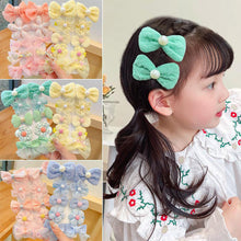 Load image into Gallery viewer, 10pcs/set Cute Flower Bowknot Hair Clips Fabric Mesh Multi-color Hairpin Children Bangs Hair Clips Headwear Hair Accessories
