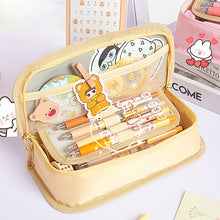 Load image into Gallery viewer, 1Pc Double Layer Muffin Flip Bag Large-capacity Pencil Bag Holder Girl Stationery Desk Organizer School Office Supplies Storage Bag
