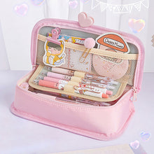 Load image into Gallery viewer, 1Pc Double Layer Muffin Flip Bag Large-capacity Pencil Bag Holder Girl Stationery Desk Organizer School Office Supplies Storage Bag
