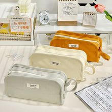 Load image into Gallery viewer, 1Pc Large-capacity Canvas Pencil Bag Holder Girl Stationery Desk Organizer School Office Supplies Storage Bag

