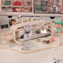 Load image into Gallery viewer, 1Pc Double Layer Large-capacity Canvas Pencil Bag Holder Girl Stationery Desk Organizer School Office Supplies Storage Bag

