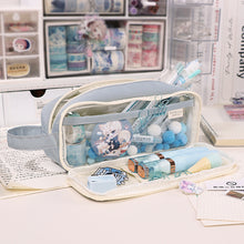 Load image into Gallery viewer, 1Pc Double Layer Large-capacity Canvas Pencil Bag Holder Girl Stationery Desk Organizer School Office Supplies Storage Bag
