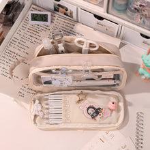 Load image into Gallery viewer, 1Pc Double Layer Large-capacity Canvas Pencil Bag Holder Girl Stationery Desk Organizer School Office Supplies Storage Bag
