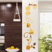 Load image into Gallery viewer, Acrylic Flower Vine Wall Sticker Mirror Effect Sticker DIY Wall Art Home Living Room Kitchen Bedroom Decoration Sticker
