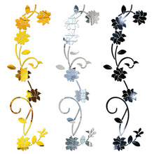 Load image into Gallery viewer, Acrylic Flower Vine Wall Sticker Mirror Effect Sticker DIY Wall Art Home Living Room Kitchen Bedroom Decoration Sticker
